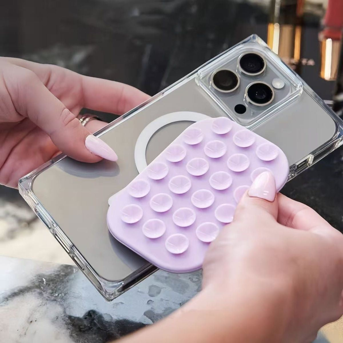 Suction cup phone case magnetic stand, simple
